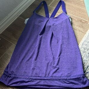Lululemon Rest Less Tank Top Size 8 Purple Built in Sports Bra